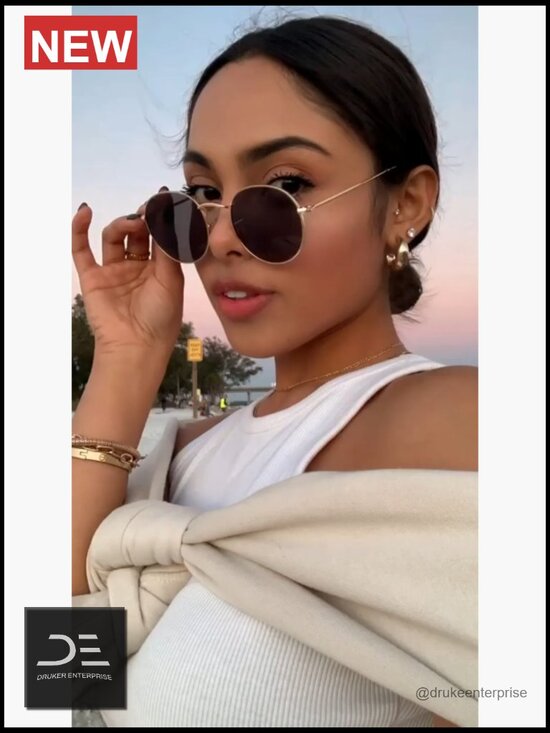 Round Polarized Sunglasses with Stainless Steel Frame